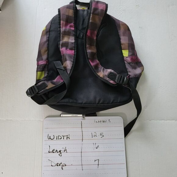 Puma Procat 16" Purple Neon Black School Travel Check Plaid Book Bag Backpack - Picture 12 of 12
